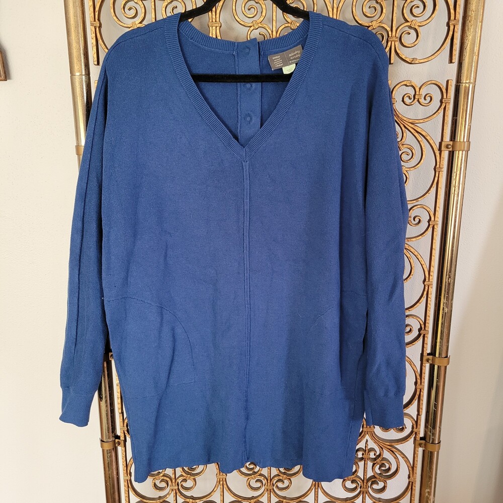 Anthropologie Saturday Sunday Blue V-Neck Front Seam Sweater Dress